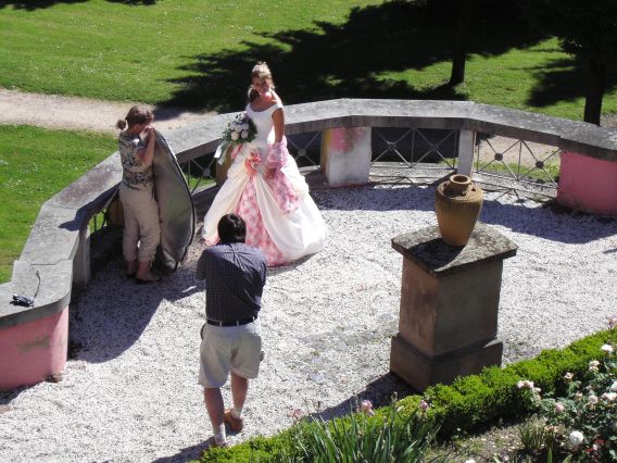 Die Dame der Rose im Rosengarten des Zehnthofs